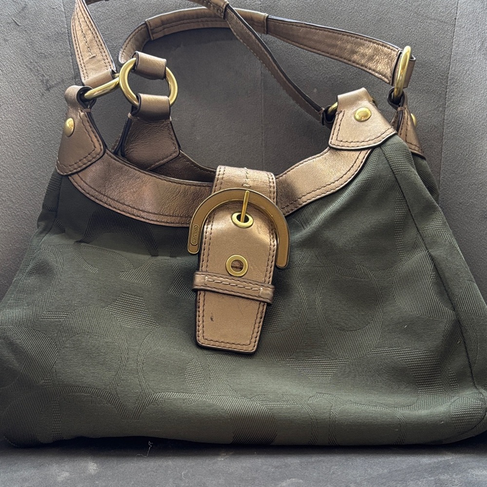 GUC Coach Green and Tan Purse